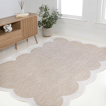 Alice Classic Cottage Two-tone Scalloped Indoor/Outdoor Area Rug
